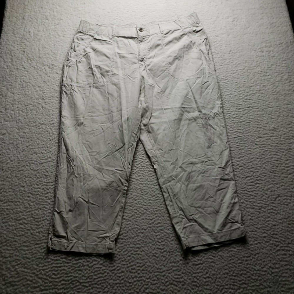 Sonoma Goods For Life Capri Pants Womens 1X Beige Twill Elastic Waist Stretch